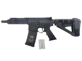 ALEX PRO AR-15 Pistol w/BCA Upper M4 Barrel SBA4 Brace, 30rd Mag, Soft Case vs Smith & Wesson Performance Center M&P9 Shield 2.0 380ACP Pistol - Thumb Safety - Gold - 8 RoundHANDGUN